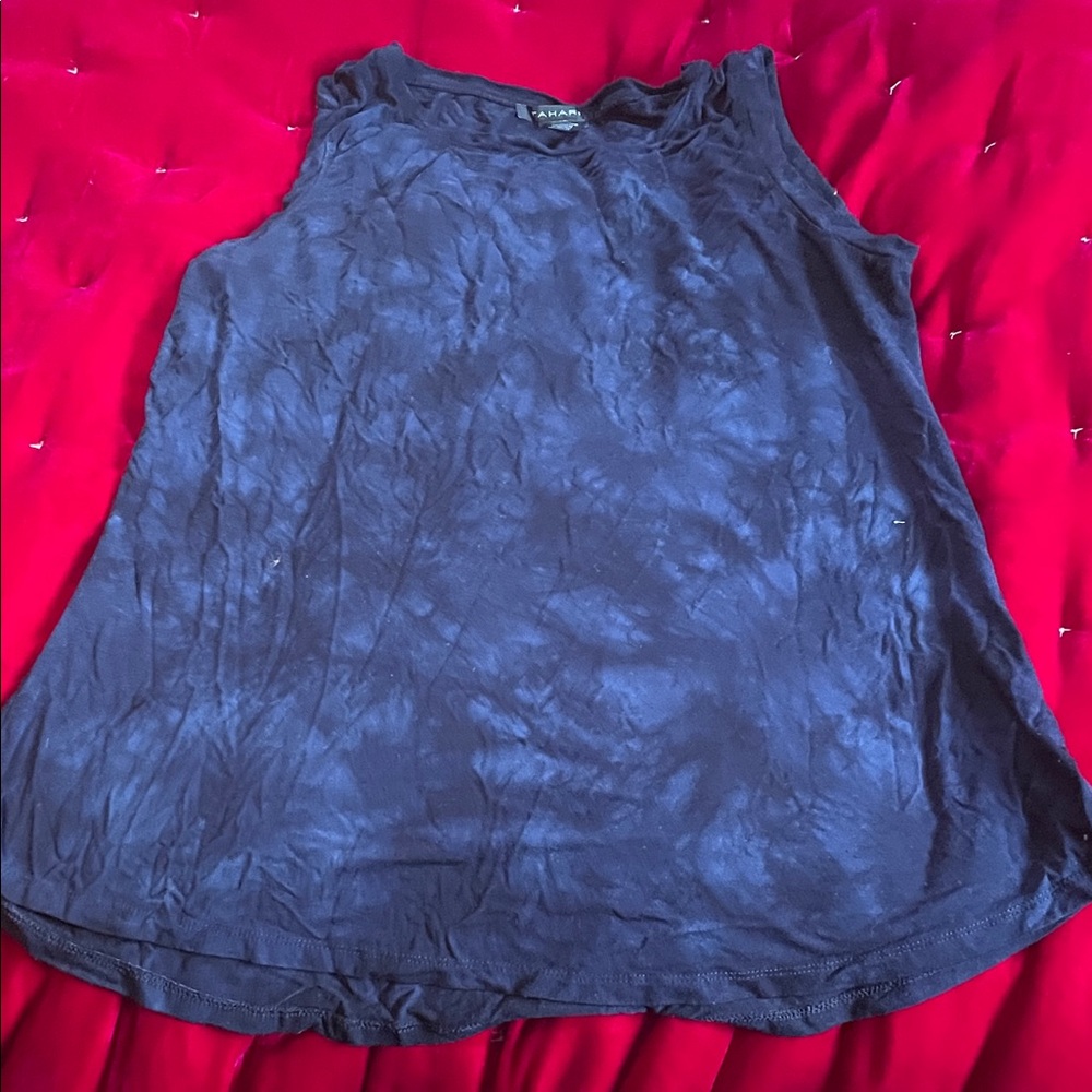 Tahari Navy Tie-Dye Tank Top